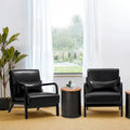 Glitzhome Set of 2 Mid-Century Modern PU Leather Accent Chairs - 30.75H with Cushions (25.75W x 33.75D)