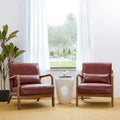 Glitzhome Set of 2 Mid-Century Modern PU Leather Accent Chairs - 30.75H with Cushions (25.75W x 33.75D)