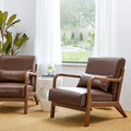 Glitzhome Set of 2 Mid-Century Modern PU Leather Accent Chairs - 30.75H with Cushions (25.75W x 33.75D)
