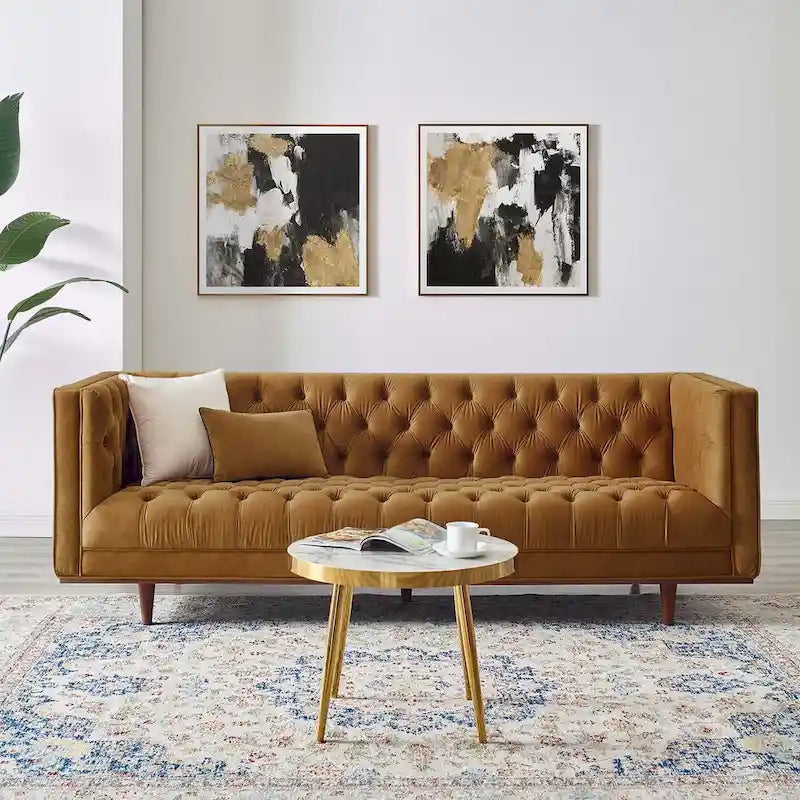 Performance Velvet Tufted Sofa by Elation