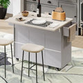 Kitchen Island with Built-In Trash Can Storage and Drop Leaf Cart
