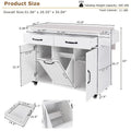 Kitchen Island with Built-In Trash Can Storage and Drop Leaf Cart