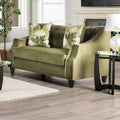 Olie Green Solid Wood Padded Loveseat - Transitional Style by Furniture of America