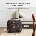 Handmade Black & White Square Pouf Ottoman - 20 x 20 x 20 Inches - Jani Tamarindo Footrest for Living Room and Nursery