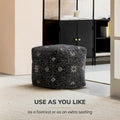 Handmade Black & White Square Pouf Ottoman - 20 x 20 x 20 Inches - Jani Tamarindo Footrest for Living Room and Nursery