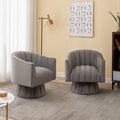 SEYNAR Set of 2 Modern Glam Velvet Upholstered Round Swivel Accent Barrel Chairs