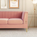Contemporary Velvet Upholstered 3-Seat Sofa with Golden Metal Legs - Pink Living Room Couch (83.46" x 30.51" x 31.9")