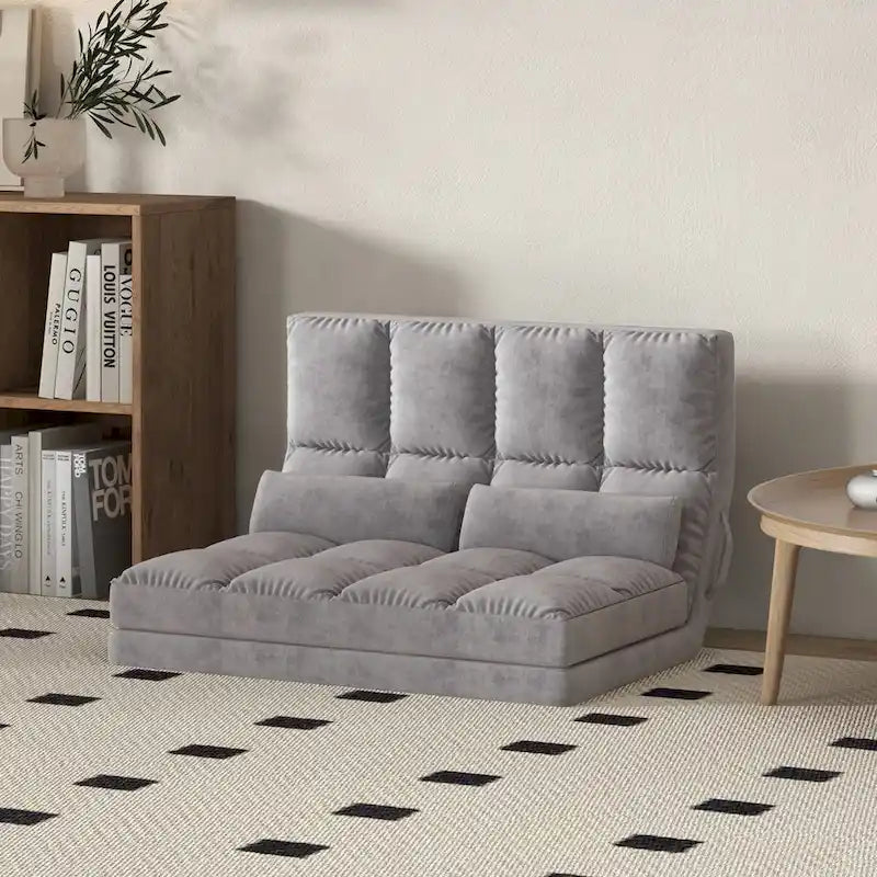 Versatile Floor Sofa Chair with 2 Cushions and Adjustable Backrest