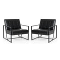 Glitzhome Set of 2 Mid-Century Tufted Accent Chairs in 29.25W PU Leather