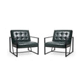 Glitzhome Set of 2 Mid-Century Tufted Accent Chairs in 29.25W PU Leather