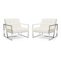 Glitzhome Set of 2 Mid-Century Tufted Accent Chairs in 29.25W PU Leather