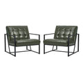 Glitzhome Set of 2 Mid-Century Tufted Accent Chairs in 29.25W PU Leather