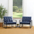 Glitzhome Set of 2 Mid-Century Tufted Accent Chairs in 29.25W PU Leather