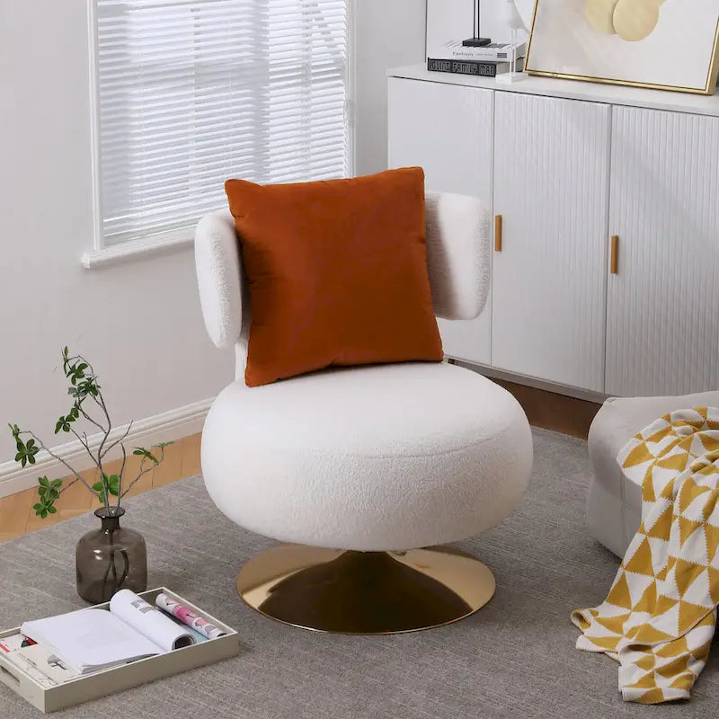 Round Barrel Chair with Fabric and Swivel Design