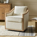 Oswald Jess Farmhouse Solid Wood Swivel Barrel Chair with Toss Pillows by HULALA HOME