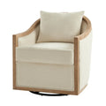 Oswald Jess Farmhouse Solid Wood Swivel Barrel Chair with Toss Pillows by HULALA HOME
