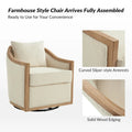 Oswald Jess Farmhouse Solid Wood Swivel Barrel Chair with Toss Pillows by HULALA HOME