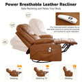 HOMYKA 34.2-Inch Wide Faux Leather Swivel Rocking Power Recliner Chair with USB Charging Port