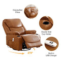HOMYKA 34.2-Inch Wide Faux Leather Swivel Rocking Power Recliner Chair with USB Charging Port