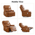 HOMYKA 34.2-Inch Wide Faux Leather Swivel Rocking Power Recliner Chair with USB Charging Port