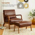 Glitzhome 30.75-Inch Mid-Century PU Leather Armchair and Ottoman Set