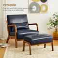Glitzhome 30.75-Inch Mid-Century PU Leather Armchair and Ottoman Set