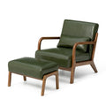 Glitzhome 30.75-Inch Mid-Century PU Leather Armchair and Ottoman Set