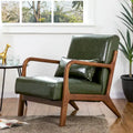 Glitzhome 30.75-Inch Mid-Century PU Leather Armchair and Ottoman Set