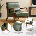 Glitzhome 30.75-Inch Mid-Century PU Leather Armchair and Ottoman Set