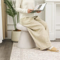 Adeco Large Soft Mushroom Ottoman - Versatile Foot Stool for Living Room and Bedroom