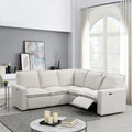 Linen Upholstered Power Recliner L-Shaped Sectional Sofa with USB Port - Soft Home Theater Seating for Living Room