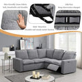 Linen Upholstered Power Recliner L-Shaped Sectional Sofa with USB Port - Soft Home Theater Seating for Living Room