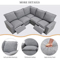 Linen Upholstered Power Recliner L-Shaped Sectional Sofa with USB Port - Soft Home Theater Seating for Living Room