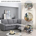 Linen Upholstered Power Recliner L-Shaped Sectional Sofa with USB Port - Soft Home Theater Seating for Living Room