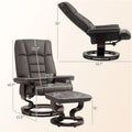 HOMCOM Faux Leather Swivel Recliner Chair with Ottoman and High Back Support