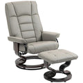 HOMCOM Faux Leather Swivel Recliner Chair with Ottoman and High Back Support