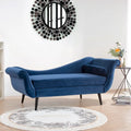 Upholstered Indoor Chaise Lounge Chair with Scroll Arms, Reclining Feature, Rolled Accent Pillow, and Sturdy Solid Wood Legs