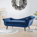 Upholstered Indoor Chaise Lounge Chair with Scroll Arms, Reclining Feature, Rolled Accent Pillow, and Sturdy Solid Wood Legs