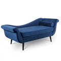 Upholstered Indoor Chaise Lounge Chair with Scroll Arms, Reclining Feature, Rolled Accent Pillow, and Sturdy Solid Wood Legs
