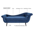 Upholstered Indoor Chaise Lounge Chair with Scroll Arms, Reclining Feature, Rolled Accent Pillow, and Sturdy Solid Wood Legs