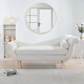 Upholstered Indoor Chaise Lounge Chair with Scroll Arms, Reclining Feature, Rolled Accent Pillow, and Sturdy Solid Wood Legs