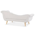 Upholstered Indoor Chaise Lounge Chair with Scroll Arms, Reclining Feature, Rolled Accent Pillow, and Sturdy Solid Wood Legs