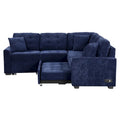 82.6-Inch L-Shaped Sleeper Sofa with Pull-Out Feature, Wheels, USB Ports, and Power Sockets - Dimensions: 82.6W x 82.6D x 33H