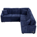82.6-Inch L-Shaped Sleeper Sofa with Pull-Out Feature, Wheels, USB Ports, and Power Sockets - Dimensions: 82.6W x 82.6D x 33H