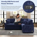 82.6-Inch L-Shaped Sleeper Sofa with Pull-Out Feature, Wheels, USB Ports, and Power Sockets - Dimensions: 82.6W x 82.6D x 33H