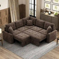 82.6-Inch L-Shaped Sleeper Sofa with Pull-Out Feature, Wheels, USB Ports, and Power Sockets - Dimensions: 82.6W x 82.6D x 33H