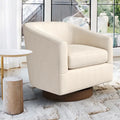 LUE BONA Contemporary Upholstered Wooden Barrel Swivel Accent Chair for Living Room