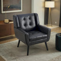 Contemporary Ergonomic Accent Chair in Soft Leather with Black Legs – Ideal for Living Room and Bedroom