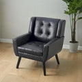 Contemporary Ergonomic Accent Chair in Soft Leather with Black Legs – Ideal for Living Room and Bedroom