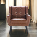 Contemporary Ergonomic Accent Chair in Soft Leather with Black Legs – Ideal for Living Room and Bedroom